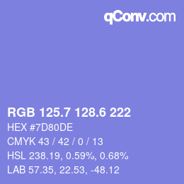カラーコード: RGB 125.7 128.6 222 | qconv.com