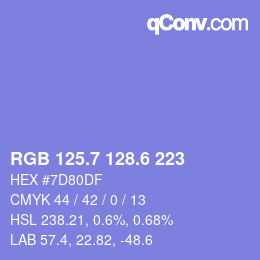 カラーコード: RGB 125.7 128.6 223 | qconv.com