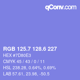 カラーコード: RGB 125.7 128.6 227 | qconv.com