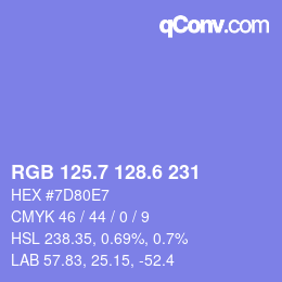 カラーコード: RGB 125.7 128.6 231 | qconv.com