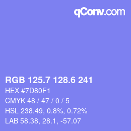 カラーコード: RGB 125.7 128.6 241 | qconv.com