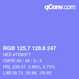 カラーコード: RGB 125.7 128.6 247 | qconv.com