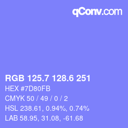 カラーコード: RGB 125.7 128.6 251 | qconv.com