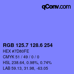 カラーコード: RGB 125.7 128.6 254 | qconv.com