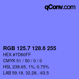 カラーコード: RGB 125.7 128.6 255 | qconv.com