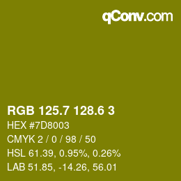 カラーコード: RGB 125.7 128.6 3 | qconv.com