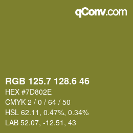 カラーコード: RGB 125.7 128.6 46 | qconv.com