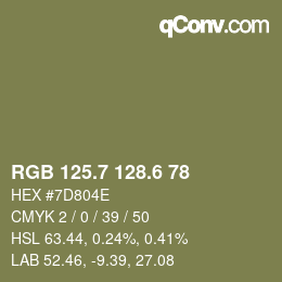 カラーコード: RGB 125.7 128.6 78 | qconv.com