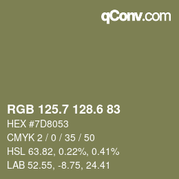 カラーコード: RGB 125.7 128.6 83 | qconv.com