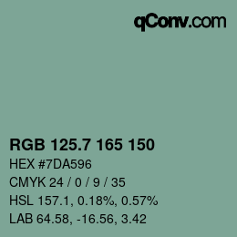 カラーコード: RGB 125.7 165 150 | qconv.com