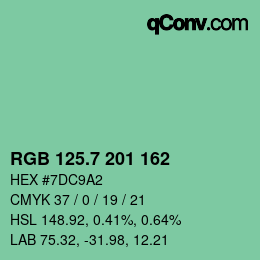 カラーコード: RGB 125.7 201 162 | qconv.com