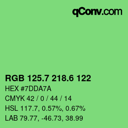 カラーコード: RGB 125.7 218.6 122 | qconv.com