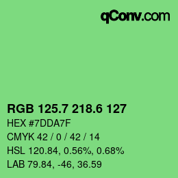 カラーコード: RGB 125.7 218.6 127 | qconv.com