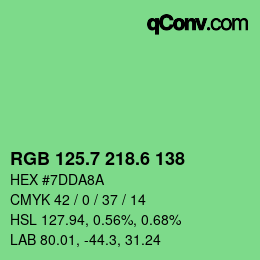 カラーコード: RGB 125.7 218.6 138 | qconv.com