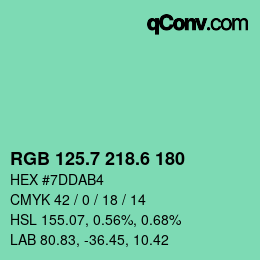 カラーコード: RGB 125.7 218.6 180 | qconv.com
