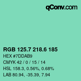 カラーコード: RGB 125.7 218.6 185 | qconv.com