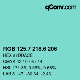カラーコード: RGB 125.7 218.6 206 | qconv.com