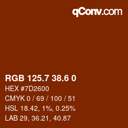 カラーコード: RGB 125.7 38.6 0 | qconv.com