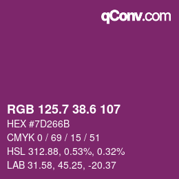 カラーコード: RGB 125.7 38.6 107 | qconv.com