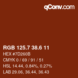 カラーコード: RGB 125.7 38.6 11 | qconv.com