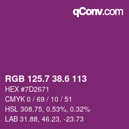 カラーコード: RGB 125.7 38.6 113 | qconv.com