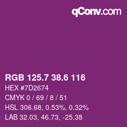 カラーコード: RGB 125.7 38.6 116 | qconv.com