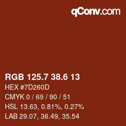 カラーコード: RGB 125.7 38.6 13 | qconv.com