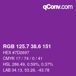 カラーコード: RGB 125.7 38.6 151 | qconv.com