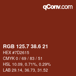 カラーコード: RGB 125.7 38.6 21 | qconv.com