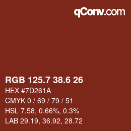 カラーコード: RGB 125.7 38.6 26 | qconv.com