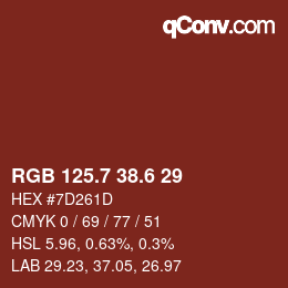 カラーコード: RGB 125.7 38.6 29 | qconv.com