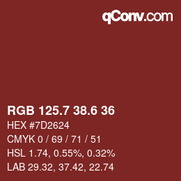 カラーコード: RGB 125.7 38.6 36 | qconv.com