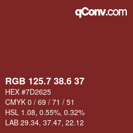 カラーコード: RGB 125.7 38.6 37 | qconv.com