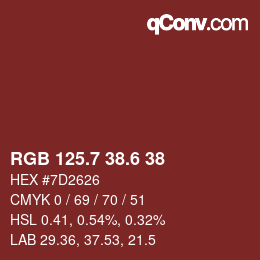 カラーコード: RGB 125.7 38.6 38 | qconv.com
