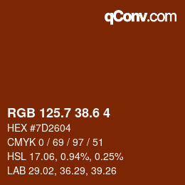 カラーコード: RGB 125.7 38.6 4 | qconv.com