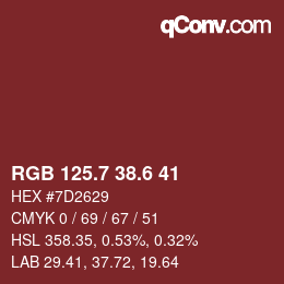 カラーコード: RGB 125.7 38.6 41 | qconv.com