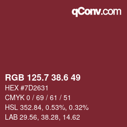 カラーコード: RGB 125.7 38.6 49 | qconv.com