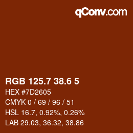 カラーコード: RGB 125.7 38.6 5 | qconv.com