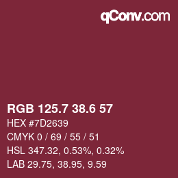 カラーコード: RGB 125.7 38.6 57 | qconv.com