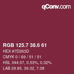 カラーコード: RGB 125.7 38.6 61 | qconv.com