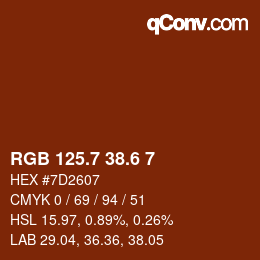 カラーコード: RGB 125.7 38.6 7 | qconv.com