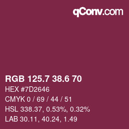 カラーコード: RGB 125.7 38.6 70 | qconv.com
