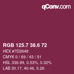 カラーコード: RGB 125.7 38.6 72 | qconv.com