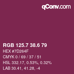 カラーコード: RGB 125.7 38.6 79 | qconv.com