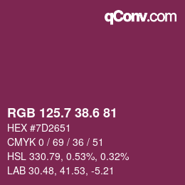 カラーコード: RGB 125.7 38.6 81 | qconv.com