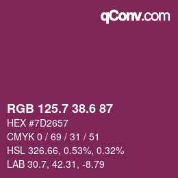 カラーコード: RGB 125.7 38.6 87 | qconv.com