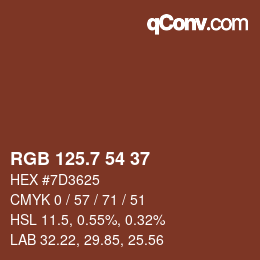 カラーコード: RGB 125.7 54 37 | qconv.com