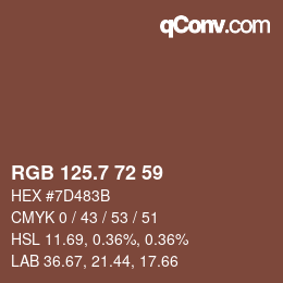 カラーコード: RGB 125.7 72 59 | qconv.com