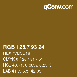 カラーコード: RGB 125.7 93 24 | qconv.com