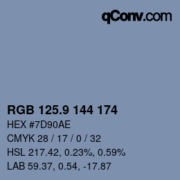 カラーコード: RGB 125.9 144 174 | qconv.com